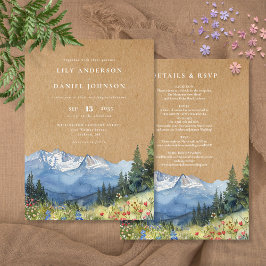 Convites Casamento Rústico de Aquarela com Flores Silvestre