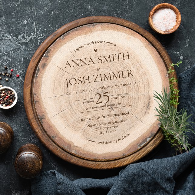 Convites Casamento Rústico de Arco de Árvore de Madeira Cru (Wood Stump Rustic Wedding |nvitation)