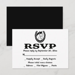 Convites Casamento Rústico de Cavalos Western RSVP Preto