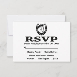 Convites Casamento Rústico de Cavalos Western RSVP Preto