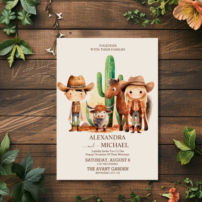 Convites Casamento Rústico de Cowboy Western (Criador carregado)