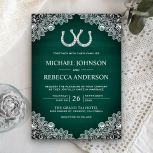 Convites Casamento Rústico de Ferradura de Madeira Verde