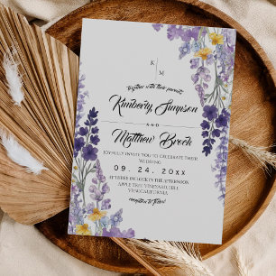 Convites Casamento Rústico de Flores Silvestres Elegantes