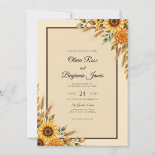 Convites Casamento Rústico de Girassol Dourado Eucalipto So