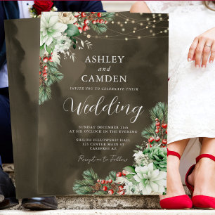 Convites Casamento Rústico de Inverno com Sempre-Vivas e Fr