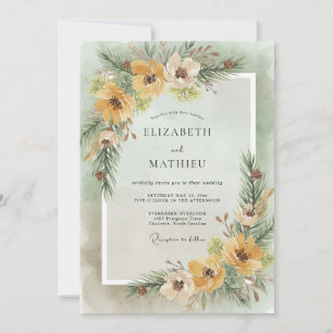 Convites Casamento Rústico de Inverno em Verde Pinheiro