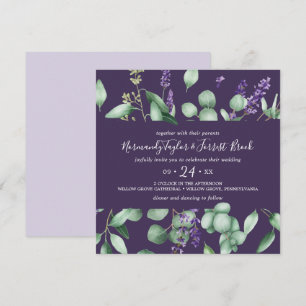 Convites Casamento Rústico de Lavanda e Púrpura de Eucalypt