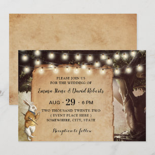 Convites Casamento Rústico de Luzes de Cordas e Fadas de 