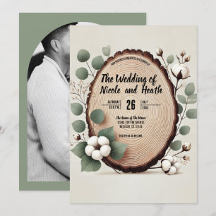 Convites Casamento Rústico de Madeira de Floresta Eucalipto