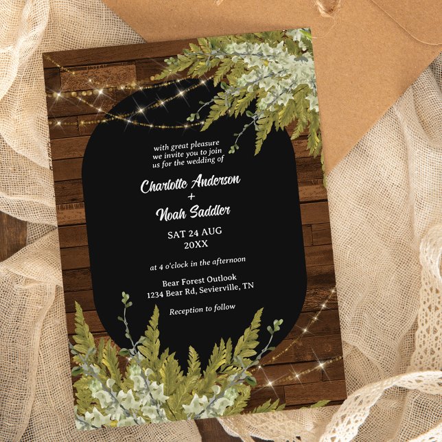 Convites Casamento Rústico de Madeira e Verdor (Criador carregado)