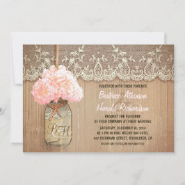 Convites casamento rústico de mason jar rosa-hydrangea