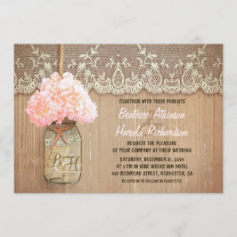 Convites casamento rústico de mason jar rosa-hydrangea