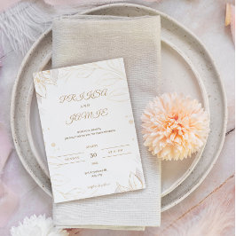 Convites Casamento rústico de ouro elegante