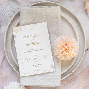 Convites Casamento rústico de ouro elegante