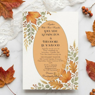 Convites Casamento Rústico de Outono com Cores Românticas
