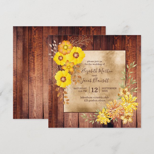 Convites Casamento Rústico de Outono com Rosas Selvagens Am (Frente/Verso)