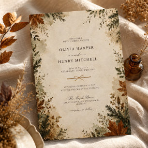 Convites Casamento Rústico de Outono e Inverno na Floresta 