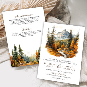 Convites Casamento Rústico de Outono no Bosque da Montanha