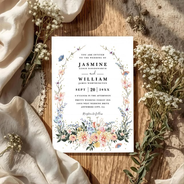 Convites Casamento Rústico de Primavera com Flores Silvestr (Criador carregado)
