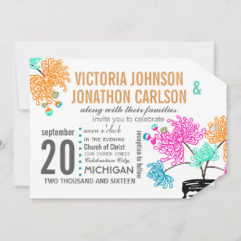 Convites Casamento Rústico de Teal de Coral Rosa Mint Mint