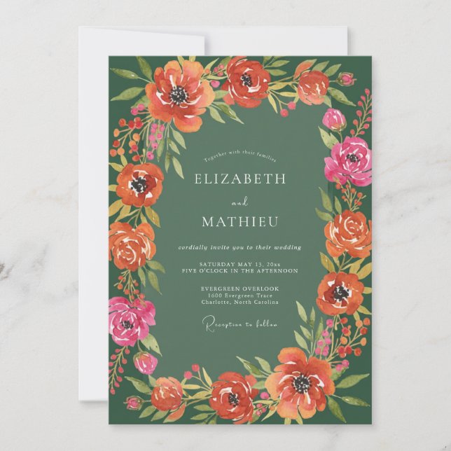 Convites Casamento Rústico e Abundante em Verde Salvia (Frente)