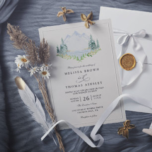 Convites Casamento Rústico Elegante Árvore Floresta Lago Mo