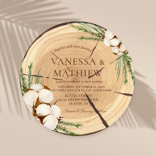 Convites Casamento Rústico Elegante & Chic Corte de Madeira
