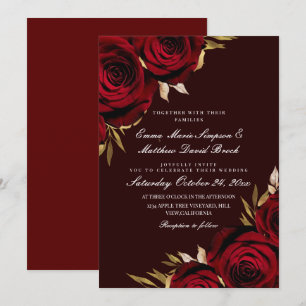 Convites Casamento Rústico Elegante com Rosa Vermelha