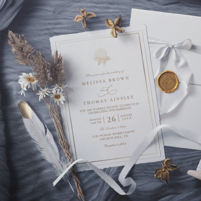 Convites Casamento Rústico Elegante Flor de Hortênsia Minim (Criador carregado)
