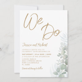 Convites Casamento Rústico em Aquarela com Eucalipto em Ver