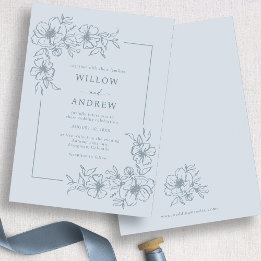 Convites Casamento Rústico em Azul Empoeirado
