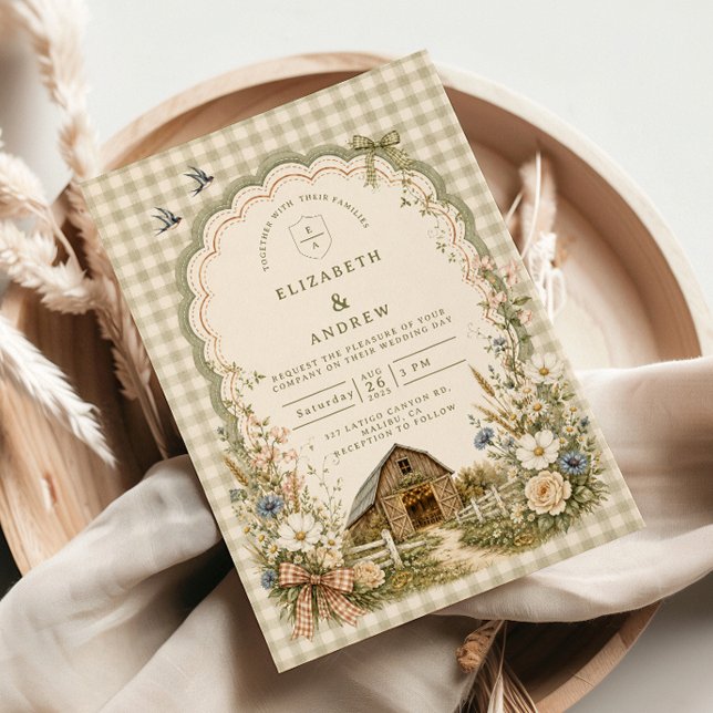 Convites Casamento Rústico em Celeiro com Estilo Cottage (Criador carregado)