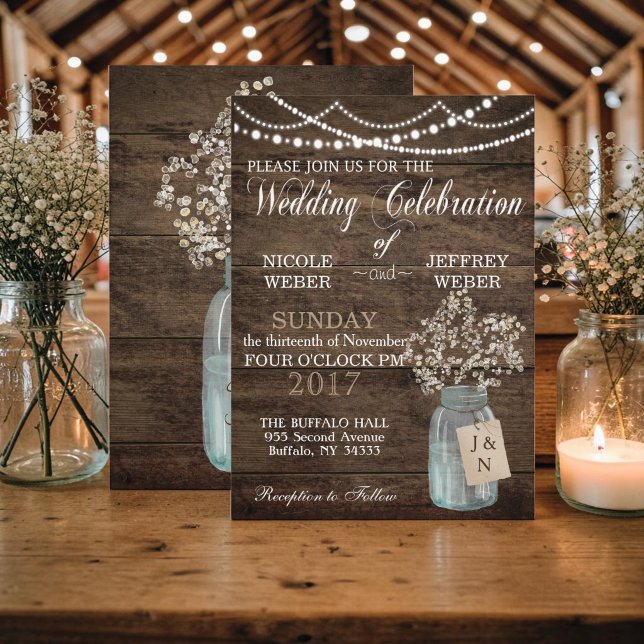 Convites Casamento Rústico em Celeiro Jarra de Madeira Crav (Criador carregado)