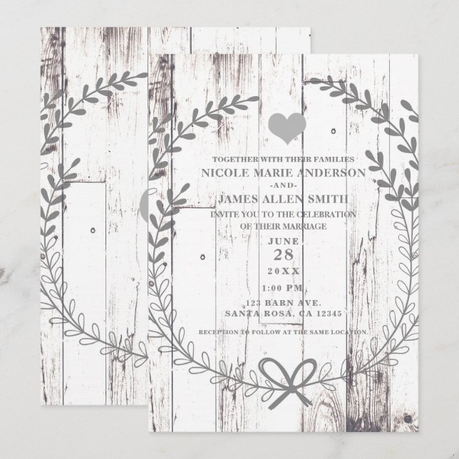 Convites Casamento Rústico em Fazenda no Campo de Madeira B (Frente/Verso)