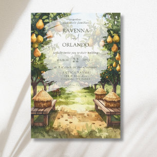 Convites Casamento Rústico em Pomar de Peras no Campo