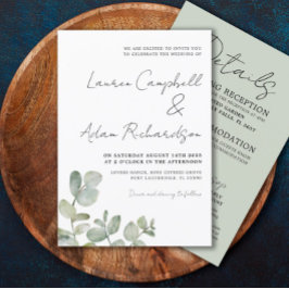 Convites Casamento Rústico Eucalipto Verde Salvia Tudo Em U