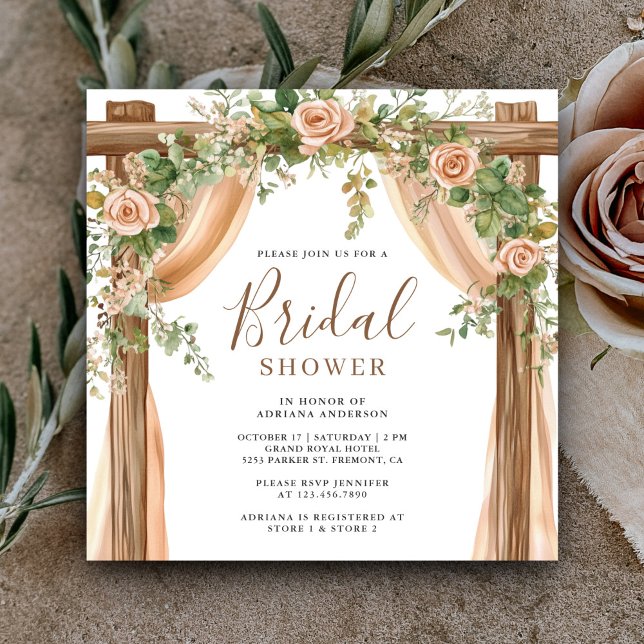 Convites Casamento Rústico Floral Boho Arco de Madeira (Criador carregado)