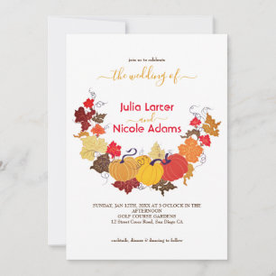Convites Casamento Rústico Floral de Outono com Abóbora na