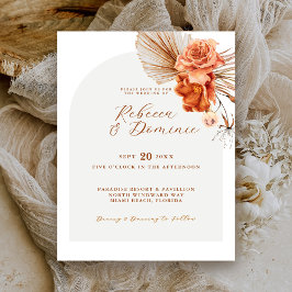 Convites Casamento Rústico Floral Laranja Queimado Boêmio