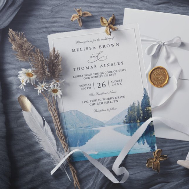Convites Casamento Rústico Floresta Lagoa Montanhosa Código (Criador carregado)
