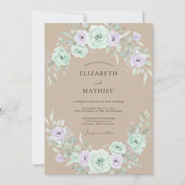 Convites Casamento Rústico Floresta Verde Limão (Frente)