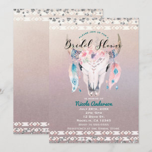 Convites Casamento Rústico Glam Boho Floral Crânio de Vaca
