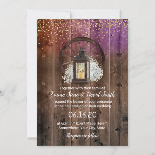 Convites Casamento Rústico Lanterna Dourada Confetti Vinta