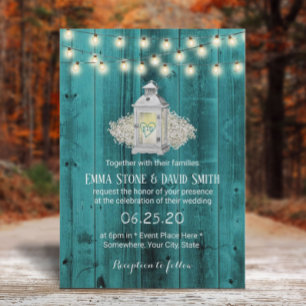 Convites Casamento Rústico Lanterna e Luzes de Cordas