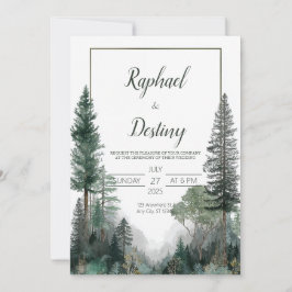 Convites Casamento Rústico Minimalista de Floresta de Pinhe
