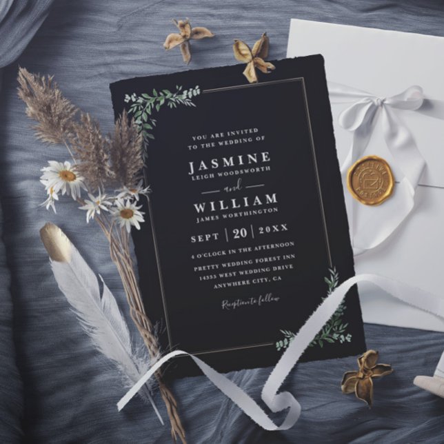 Convites Casamento Rústico Moderno Elegante Eucalipto Verde (Criador carregado)