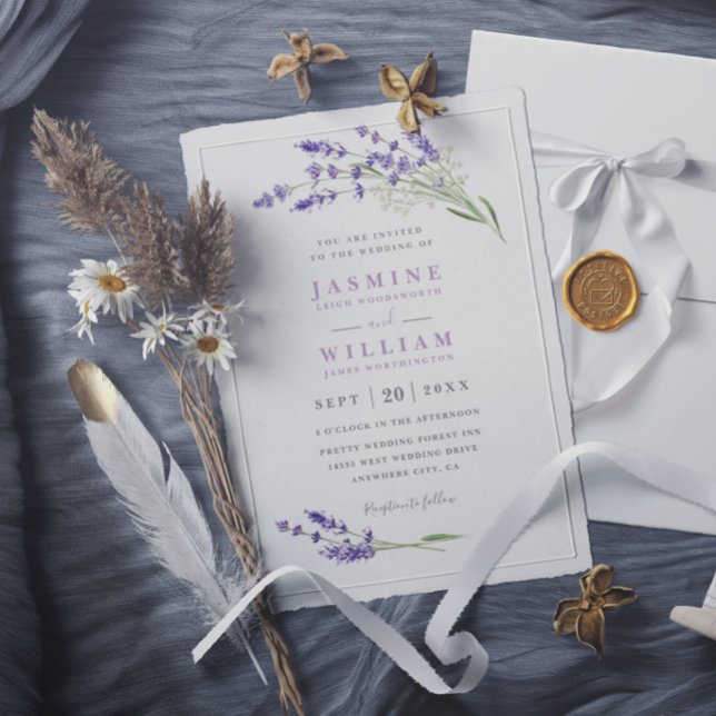 Convites Casamento Rústico Moderno Lavanda Fazenda Elegante (Criador carregado)