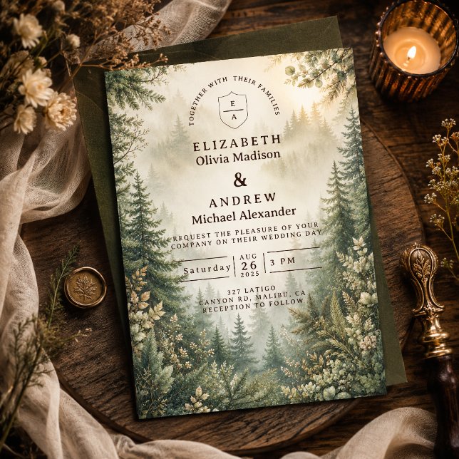 Convites Casamento Rústico na Floresta Silvestre (Criador carregado)