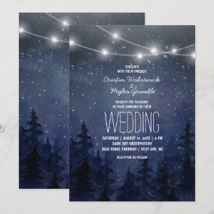 Convites Casamento Rústico na Floresta sob o Céu Noturno