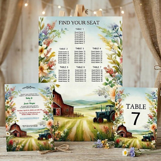Convites Casamento Rústico no Campo ao Estilo Redneck (Criador carregado)